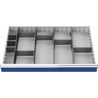 Schubladenunterteilung, 4 Längs-/8 Querteiler, für Fronthöhe 100-125 mm, B 900 x T 600 mm