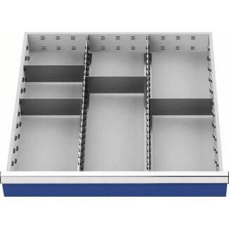 Schubladenunterteilung, Metall, 2 Längs-/4 Querteiler, für Schubladen B 600 x T 600 mm