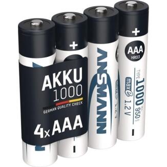 ANSMANN NiMH Akkuzellen 1,2 V, 1000 mAh R03-AAA, 2700 mAh R6-AA, 10000 mAh R20-D, 4/2 St./Blister