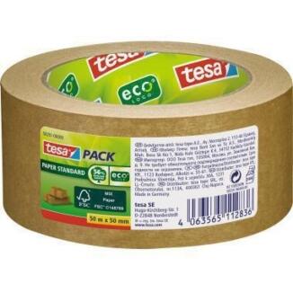 tesa Packband tesapack® PAPER STANDARD, 50m x 50mm, braun, umweltfreundlich, Naturkautschuk