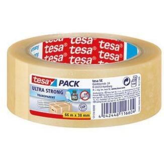 tesa Packband tesapack Ultra Strong 38mmx66m, transparent oder braun, für schwere Kartons, reißfest