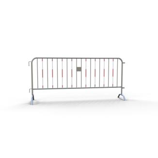 Absperrgitter aus verzinktem Stahl und Kunststoff, rot/weiß, Länge 2500 mm, mit angeschweißten Füßen