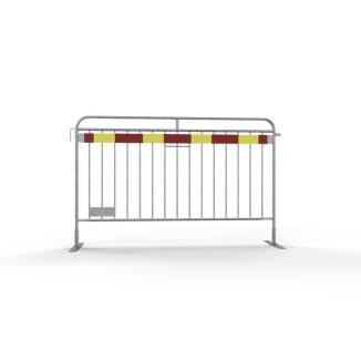 Absperrgitter Typ SE14, rot/gelb, RA2, Länge 2200 mm, mt geradem Fuß