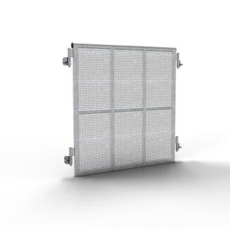 Kurven-Element für Bühnengitter aus Stahl, silber, Länge 1090 mm, mit Kabeldurchführung, stufenlose 