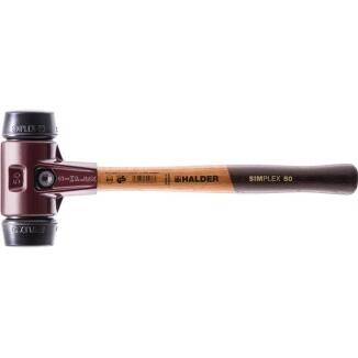 Schonhammer SIMPLEX HALDER, Kopf-D.30-80mm, mittelhart, Gummi schwarz, Holzstiel, dämpfend