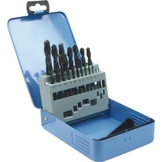 Spiralbohrersatz HSS DIN 338 Typ N, 19tlg 1-10mm oder 25tlg 1-13mm, Metallkassette, unbeschichtet