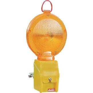Baustellenwarnleuchte MonoLight LED, drehbarer Leuchtenkopf, gelb oder rot, Dämmerungsautomatik