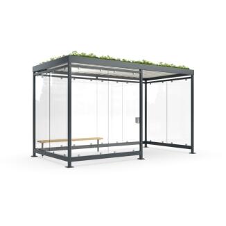 Raucherunterstand Pro-SET 'Modell K4 d/b' mit Begrünung und Ascher