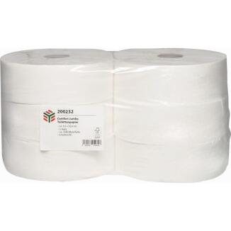 ELOclean Comfort Jumbo Toilettenpapier 2-lagig, 100% Zellstoff, 6 Rollen, 8640 Blätter, weiß