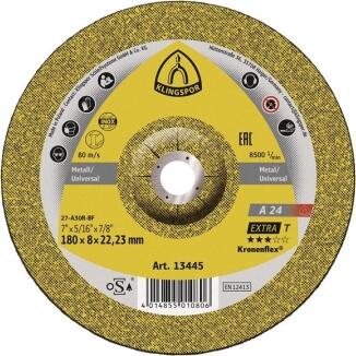 Schruppscheibe A 24 Extra KLINGSPOR, D115-230mm, 6-8mm, Bohrung 22,23mm, für Metallbearbeitung