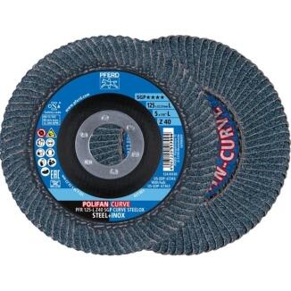 Fächerscheibe POLIFAN Z SGP CURVE D.125mm K.40 INOX, Ausf.L oder M, Zirkonkorund, 10 Stk
