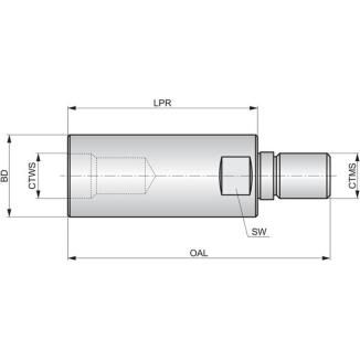 Fräseraufnahme PRAMET ISO AT.M10-IHA, M12-IHA, M16-IHA, Ø 13-29mm, Auskraglänge 30-60mm