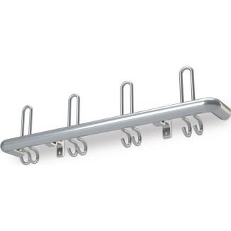 Wandgarderobe Aluminium F1/F2, 3-8 Hut-/6-16 Mantelhaken, 600-1600mm, Hakenabstand 200mm