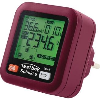 Steckdosenprüfgerät TESTAVIT TVS 6, FI/RCD-Test, LCD-Anzeige, 30-260 V, einfache Prüfung