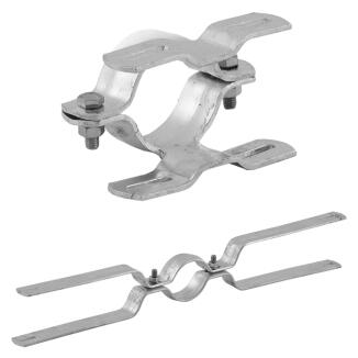 Doppel-Rohrschellen für Flach-VZ, inkl. Schrauben und Muttern