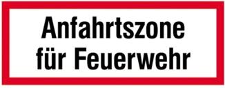 Hinweisschild, Anfahrtszone für Feuerwehr