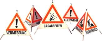 Faltsignal 'Fold' fluoreszierend oder retroreflektierend, rotes Warndreieck, aus Aluminium