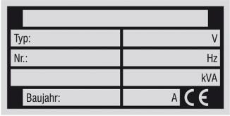Typen- und Leistungsschild 74 x 37 mm, zur Selbstbeschriftung