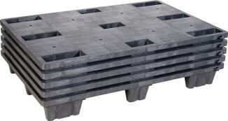 KIGANESTO Kunststoffpalette 1200x800x140mm, 9 Füße, anthrazit, 100% Recycling, stapelbar