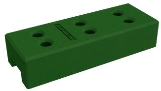 Recyclingfuß für Bauzaun, 20 kg ECO, aus recyceltem Hart-PVC, grün, 6 Löcher, REACH-konform