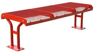 Sitzbank 'Freelax' ohne Rückenlehne, aus Flachstahl, Sitzfläche aus Drahtgitter, wahlweise zum