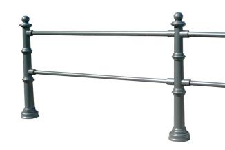 Stil-Schutzgeländer aus Aluminiumguss mit Stahlrohrkern, zum Einbetonieren mit Erdanker