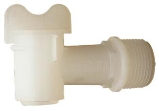 Fasshahn weiß R 26,9 mm, Kunststoff, mit Strahlenregler, für leichtflüssige Medien