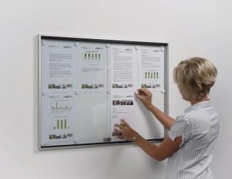 Schiebetürschaukasten aus Alu, silberfarbig, eckig, für Innenbereiche WSM