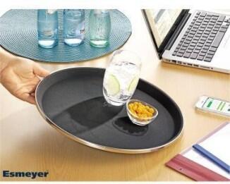 Esmeyer Serviertablett TENNESSEE 35,5cm rund, antirutschfest, Gummioberfläche, schwarz
