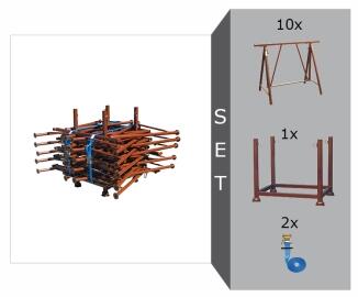 Faltgerüstbock Komplett-Set, inkl. 10 Faltgerüstböcken 'Compakt S' (Breite 1200 mm), Stapelpalette
