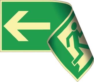 Rettungszeichen Rettungsweg links/rechts doppelseitig HIGHLIGHT