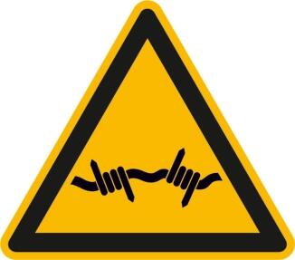 Warnschild, Warnung vor Stacheldraht