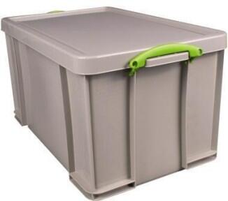 Really Useful Box 84l grau, stapelbare Aufbewahrungsbox für Büro, Werkstatt, Spielzeug, Kleidung