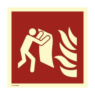 Feuerlöschdecke ISO 701, langnachleuchtend, Folie 148x148 mm oder Kunststoff 200x200 mm