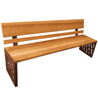 Sitzbank -Venedig- mit Rückenlehne, Stahl, Sitz- und Rückenflächen Holz