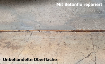 Vergleich: Unbehandelte gegenüber reparierter Beton-Oberfläche