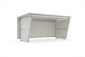 Modellbeispiel: Grundeinheit mit R&uuml;ckwand aus Trapezblech und Seitenwand aus Trapezblech