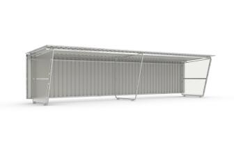 Modellbeispiel: Grundeinheit und Anbaueinheit mit R&uuml;ckwand aus Trapezblech und mit
