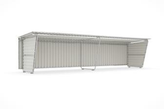 Modellbeispiel: Grundeinheit und Anbaueinheit mit R&uuml;ckwand aus Trapezblech und mit