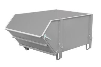 Modellbeispiel: Baustoff-Behälter -Typ BBK 100- in RAL 7005, mit klappbarer Schüttwand (Art. 38981)
