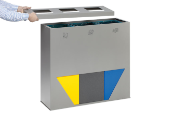 Anwendungsbeispiel: Abnehmbares Kopfteil der Recyclingstation -Cubo Trella- - Müllbeutel nicht im Lieferumfang (Art. 39219)