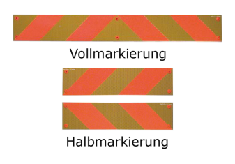 Heckmarkierungen Hart-Aluminium o. Folie, ECE 70, für Zugmaschinen, Voll- / Halb- / Viertelmarkierung