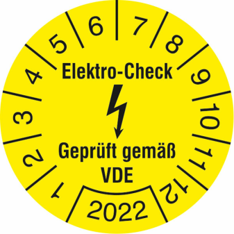 Prüfplaketten ohne Jahresfarbe (1 Jahr), Elektro-Check, Gepr. gem. VDE, 2022 - 2025, Bogen