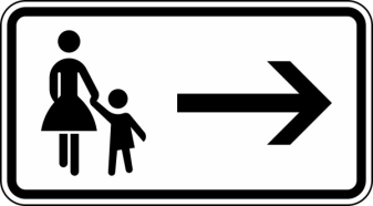 Verkehrszeichen 1000-22 StVO, Fußgänger Gehweg rechts gegenüber benutzen