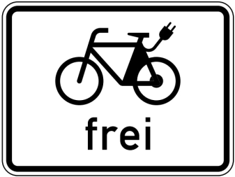 Verkehrszeichen 1022-13 StVO, E-Bikes frei