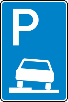 Verkehrszeichen 315-50 StVO, Parken auf Gehwegen halb in Fahrtr. links