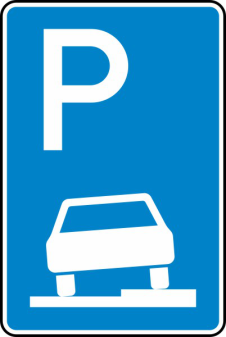 Verkehrszeichen 315-55 StVO, Parken auf Gehwegen halb in Fahrtr. rechts