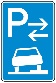 Verkehrszeichen 315-58 StVO, Parken auf Gehwegen halb in Fahrtr. rechts (Mitte)