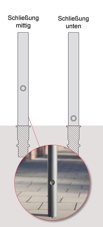Stilpoller 'Helenos' Ø 85 mm aus Aluguss, zum Einbetonieren, feststehend oder herausnehmbar mit 3p-Technologie (Sollbruchstelle)