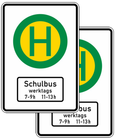 Verkehrszeichen 224-41 StVO, Schulbushaltestelle, doppelseitig